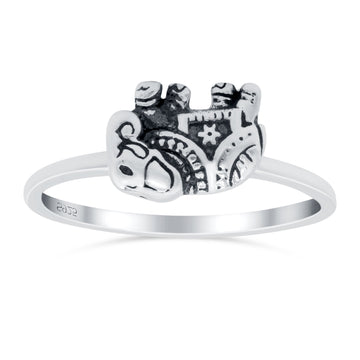 Elephant Oxidized Band Solid 925 Sterling Silver Thumb Ring (7mm)